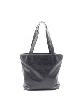 Chanel Tote CC Logo Embossed Black Leather